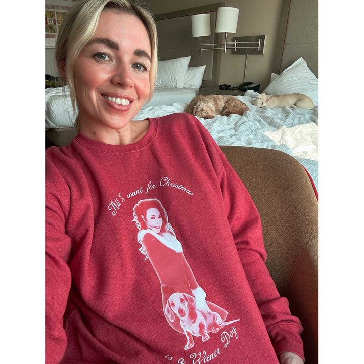 all i want for christmas unisex crew | cranberry