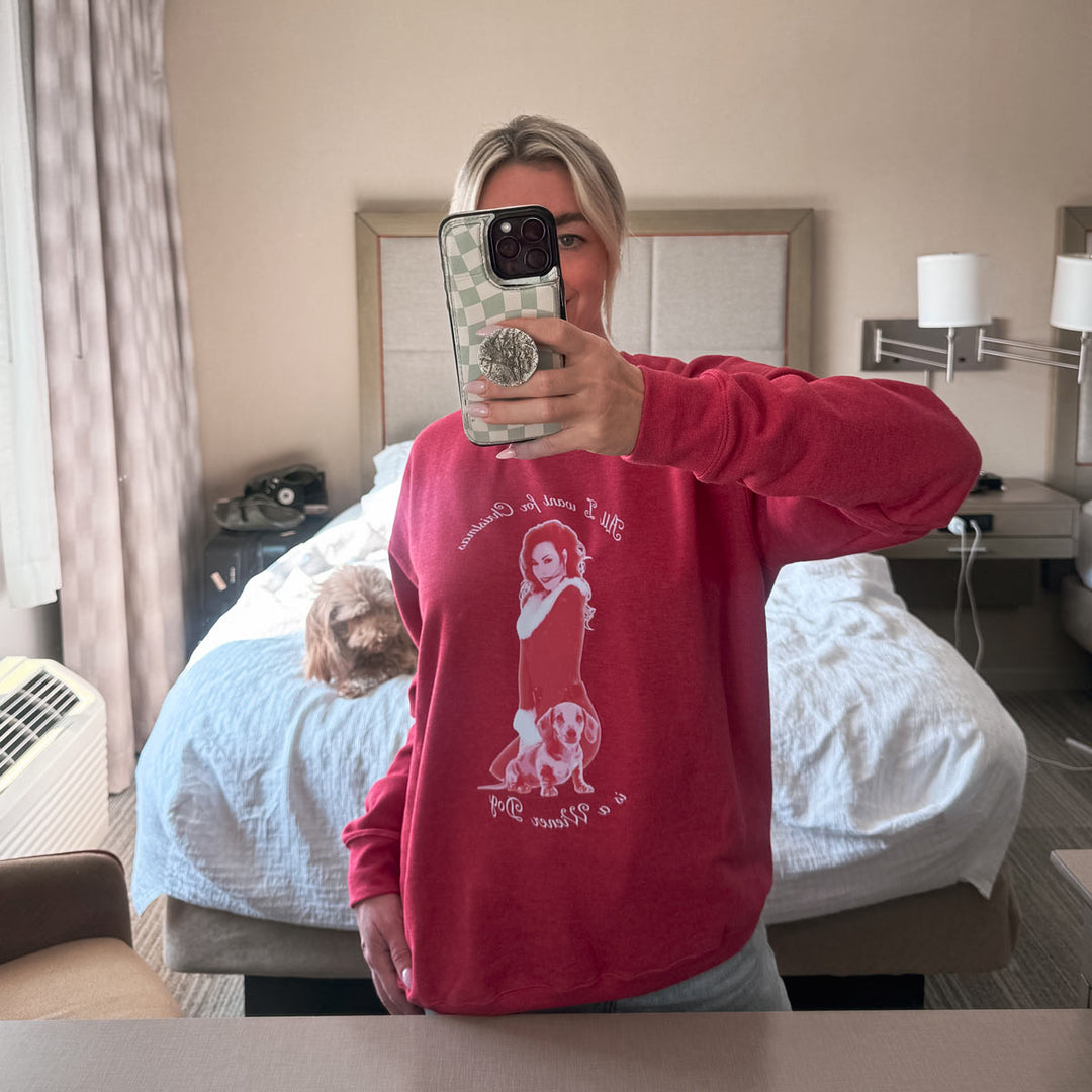 all i want for christmas unisex crew | cranberry