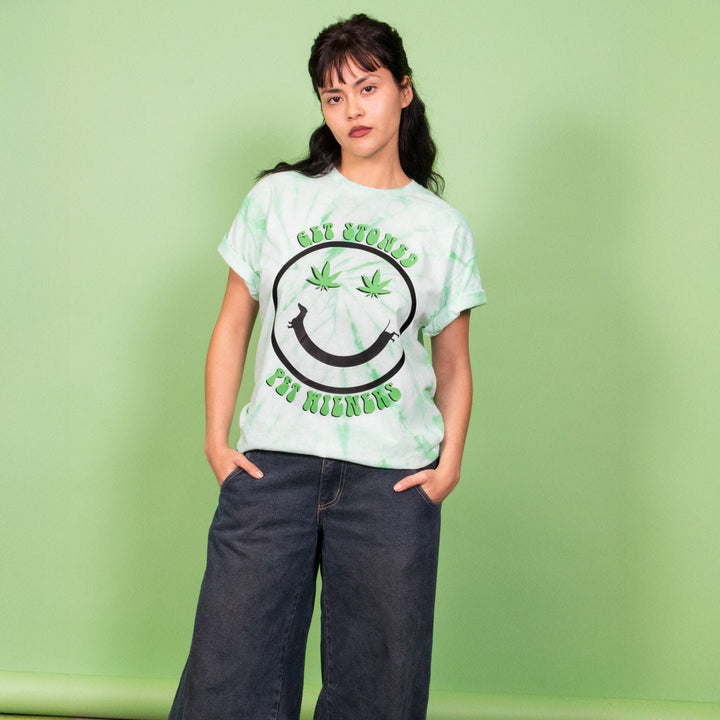 get stoned pet wieners unisex tie - dye tee - bean goods