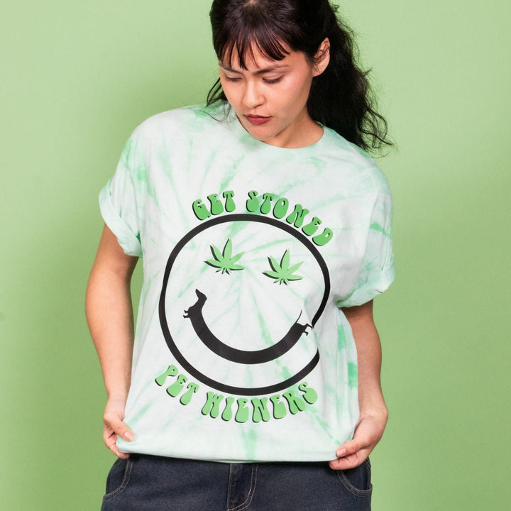get stoned pet wieners unisex tie - dye tee - bean goods