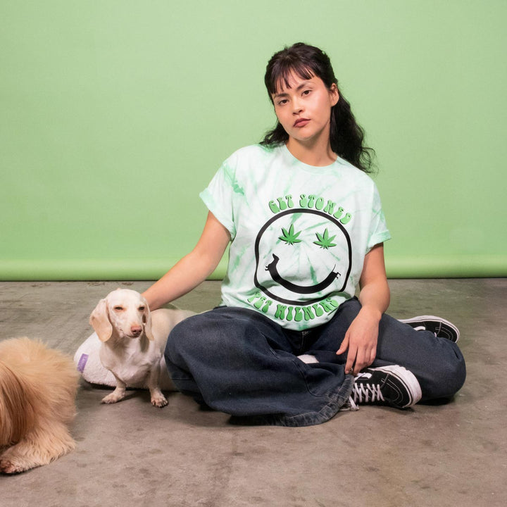 get stoned pet wieners unisex tie - dye tee - bean goods
