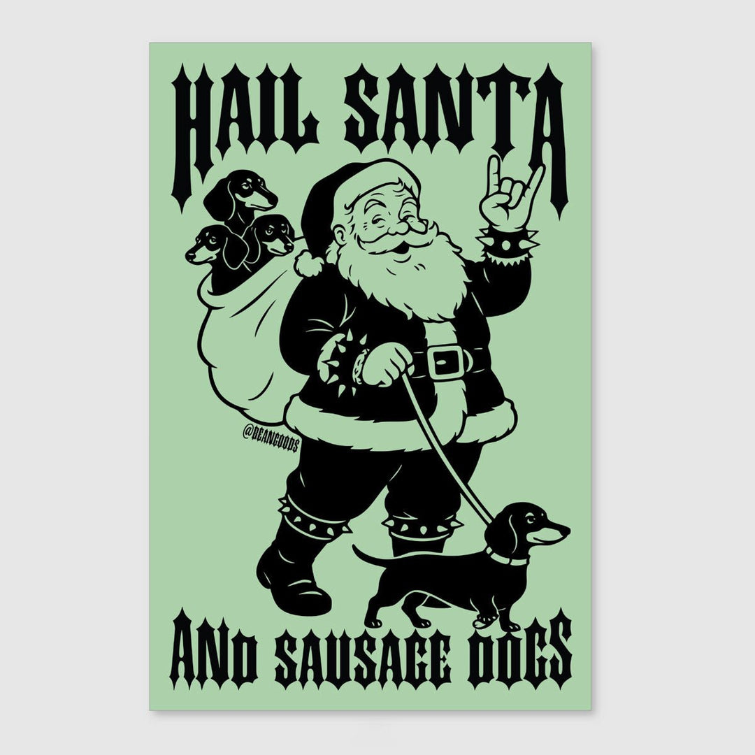 hail santa sticker - bean goods