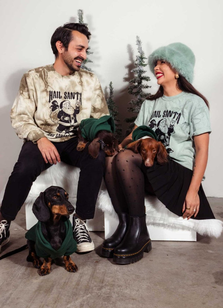 hail santa unisex tie - dye crew sweatshirt - bean goods