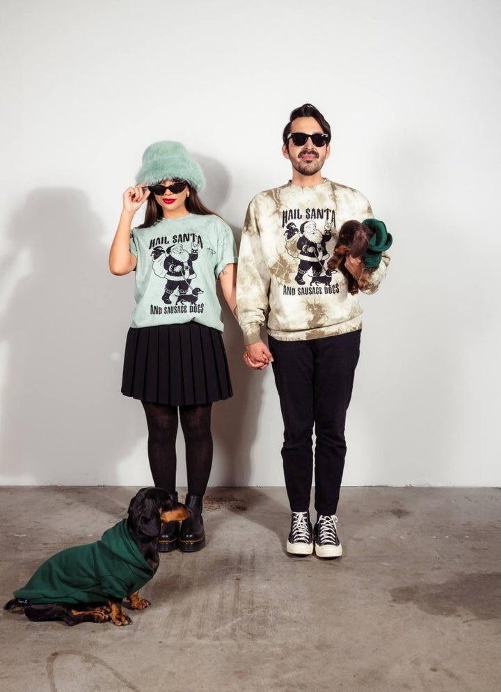 hail santa unisex tie - dye crew sweatshirt - bean goods