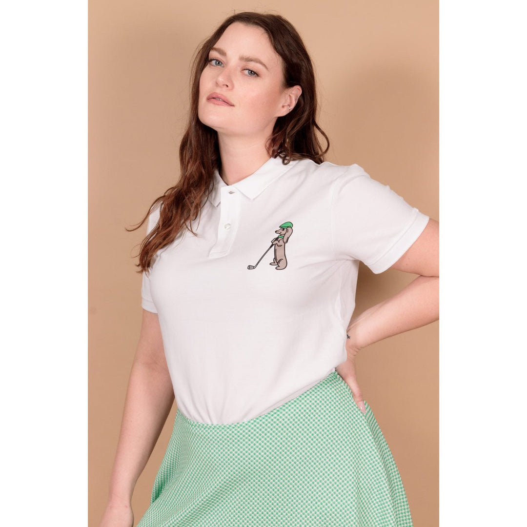 swingin’ wieners golf club unisex polo | white - bean goods