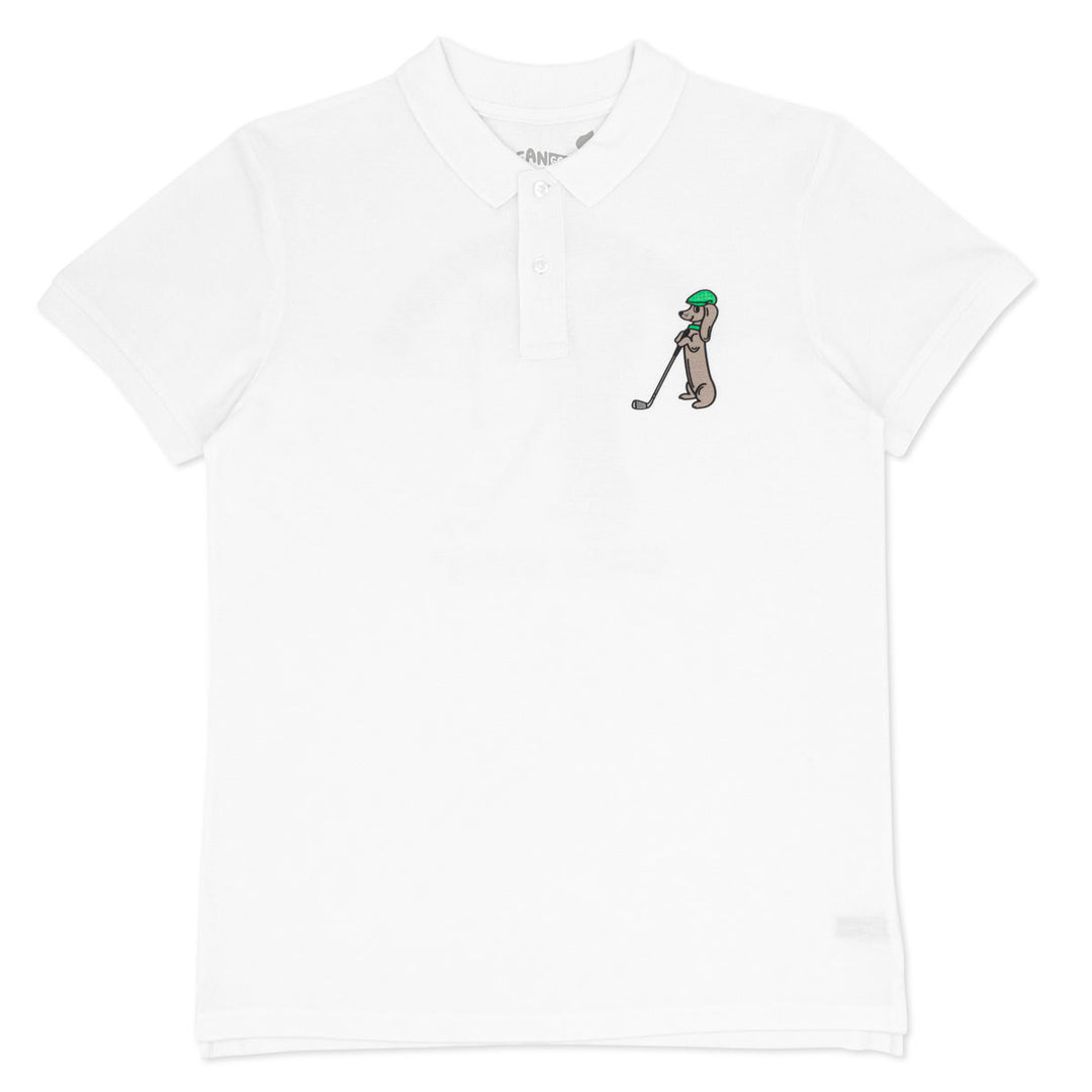 swingin’ wieners golf club unisex polo | white - bean goods