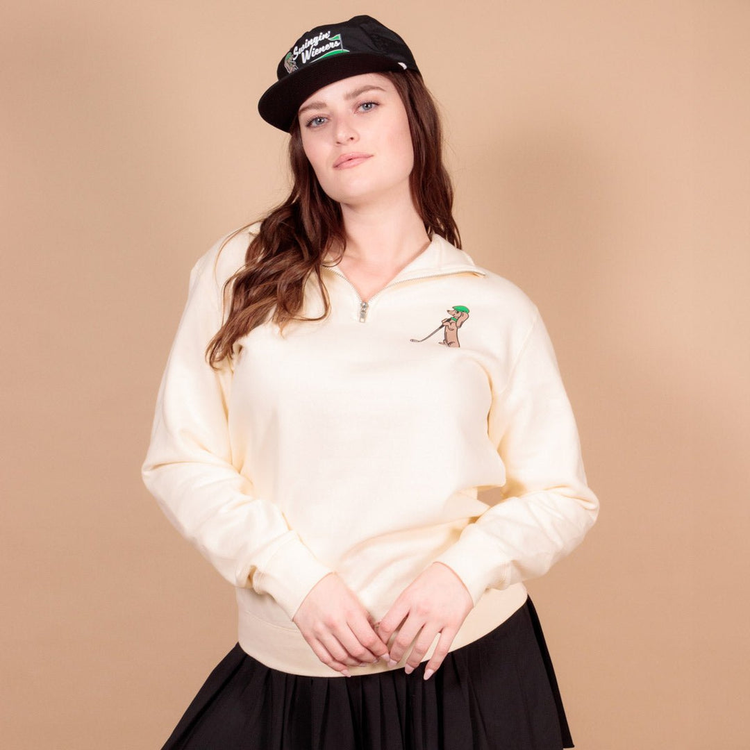swingin' wieners golf club unisex quarter zip pullover fleece - bean goods
