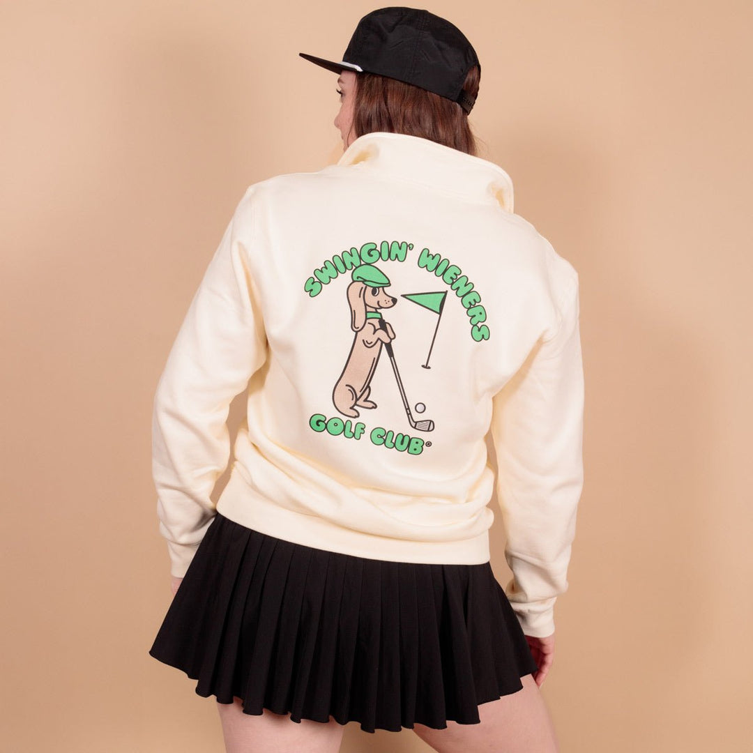 swingin' wieners golf club unisex quarter zip pullover fleece - bean goods