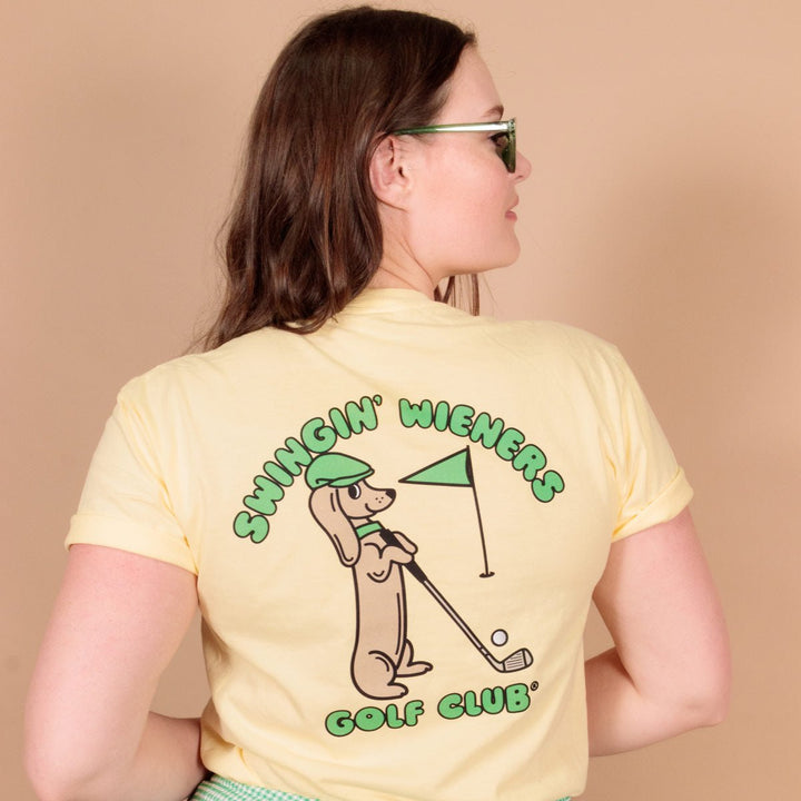 swingin’ wieners golf club unisex tee | banana - bean goods