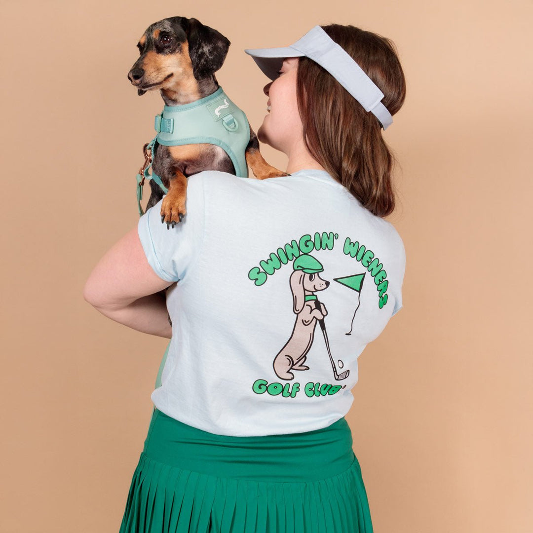 swingin’ wieners golf club unisex tee | blue bird - bean goods