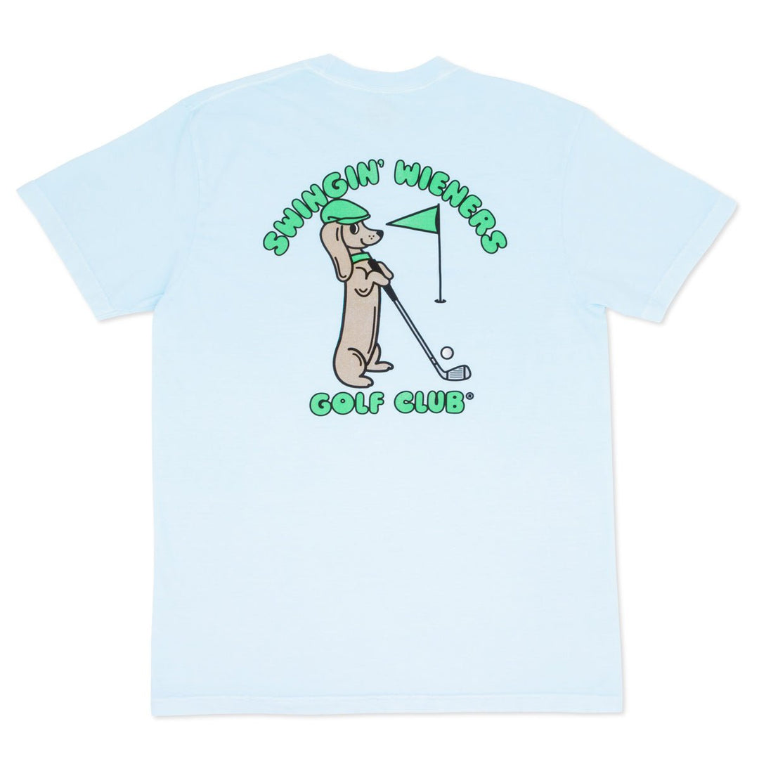 swingin’ wieners golf club unisex tee | blue bird - bean goods
