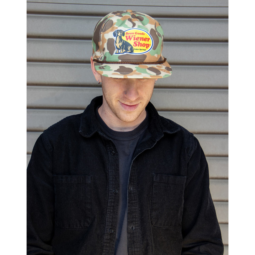 wiener shop hat | camo - bean goods