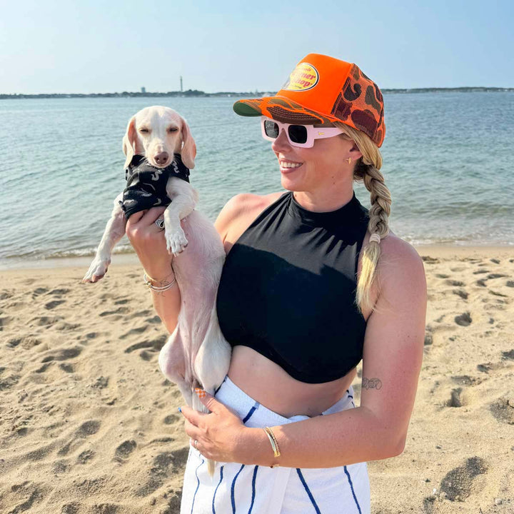 wiener shop hat | hunter orange camo - bean goods