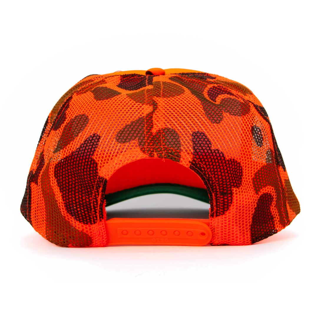 wiener shop hat | hunter orange camo - bean goods