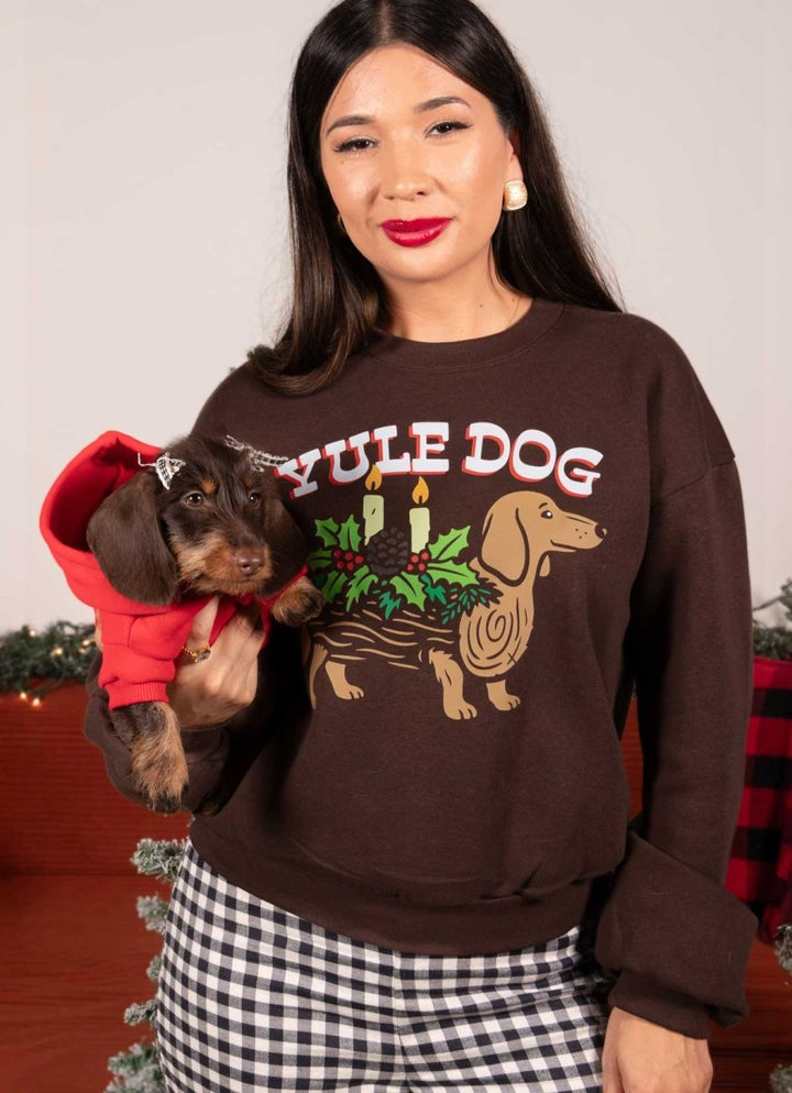 yule dog boxy crew sweatshirt - bean goods