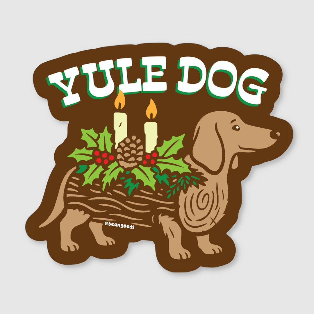 yule dog sticker - bean goods