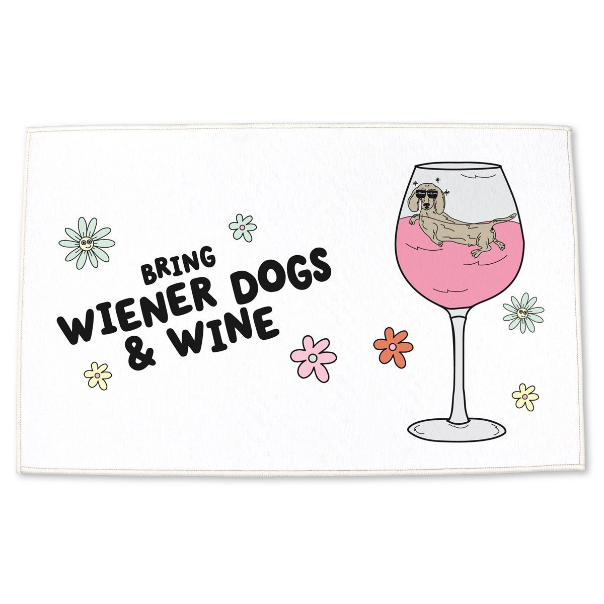 bring wiener dogs & wine door mat - bean goods
