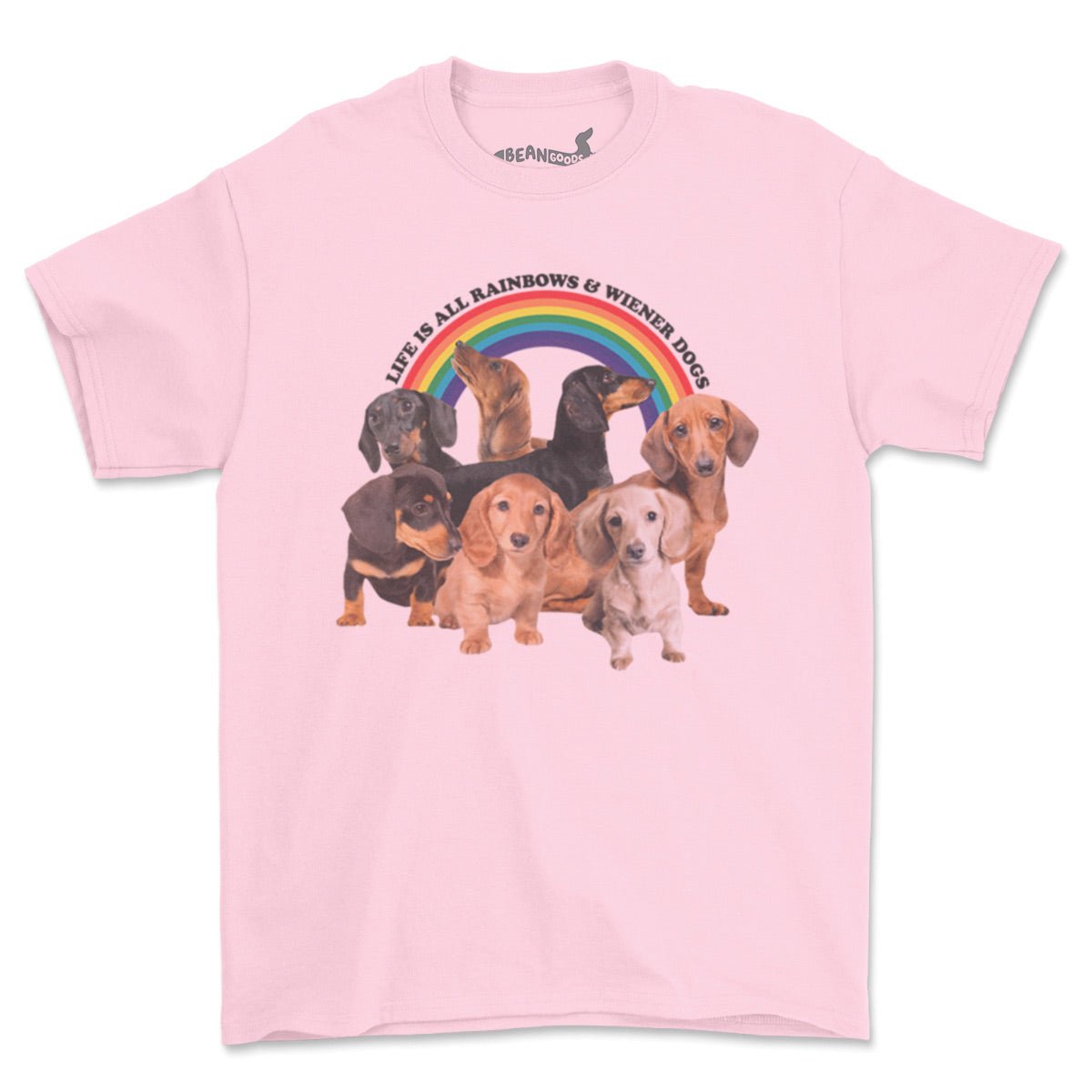 rainbows & wiener dogs unisex tee | pink - bean goods