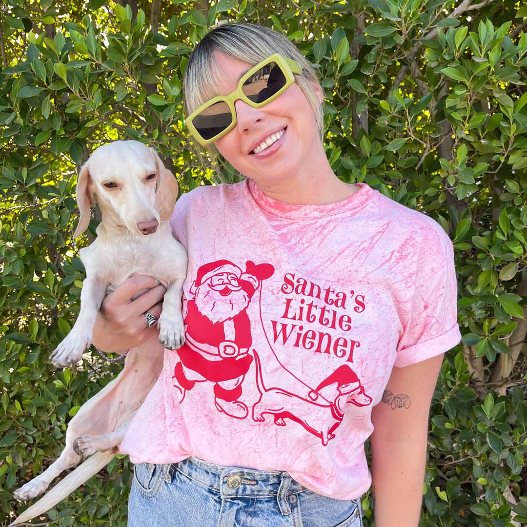 santa’s little wiener unisex tee | tie-dye - bean goods
