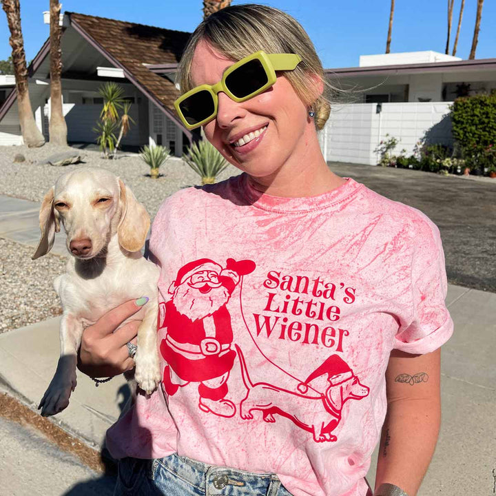santa’s little wiener unisex tee | tie-dye - bean goods