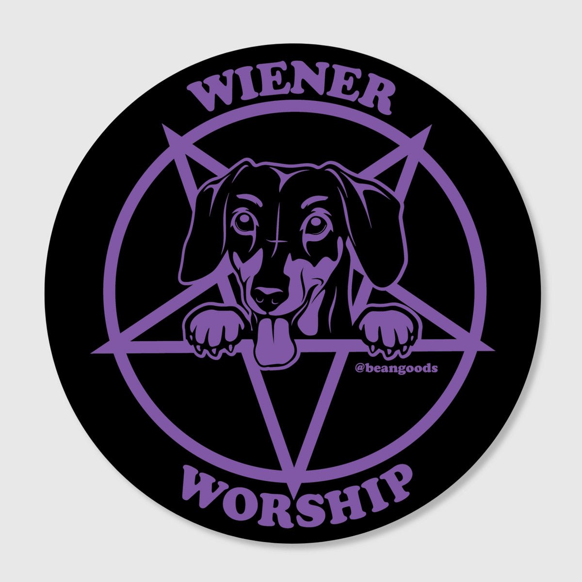 wiener worship sticker | purple - bean goods