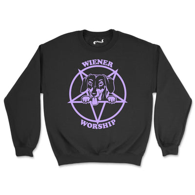 wiener worship unisex crew sweatshirt | black - bean goods