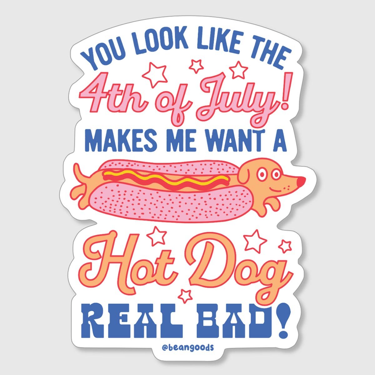 4th of July hot dog sticker - bean goods