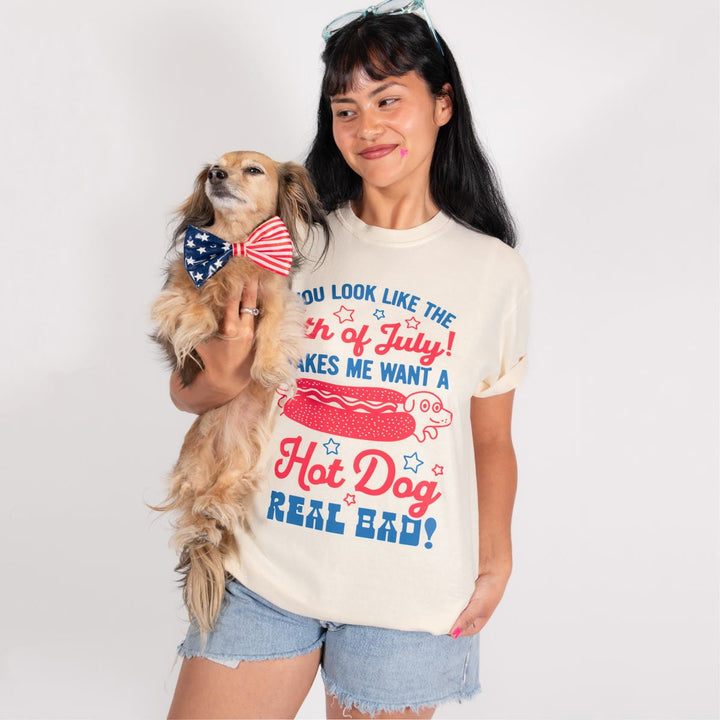4th of July hot dog unisex tee | cream - bean goods