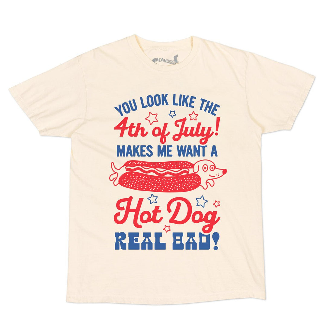 4th of July hot dog unisex tee | cream - bean goods