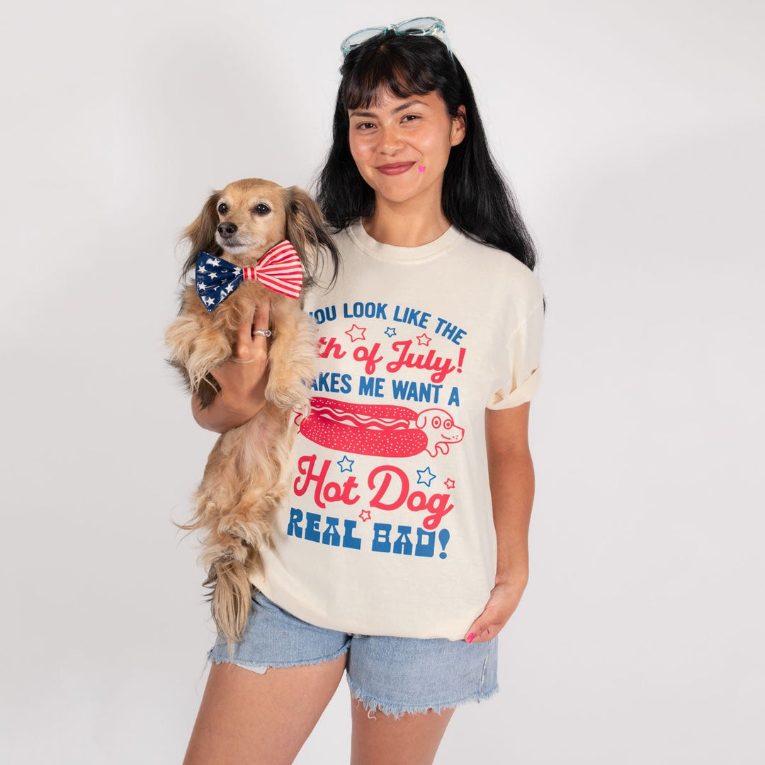 4th of July hot dog unisex tee | cream - bean goods