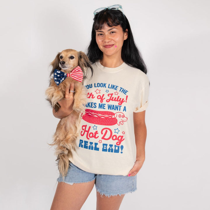 4th of July hot dog unisex tee | cream - bean goods