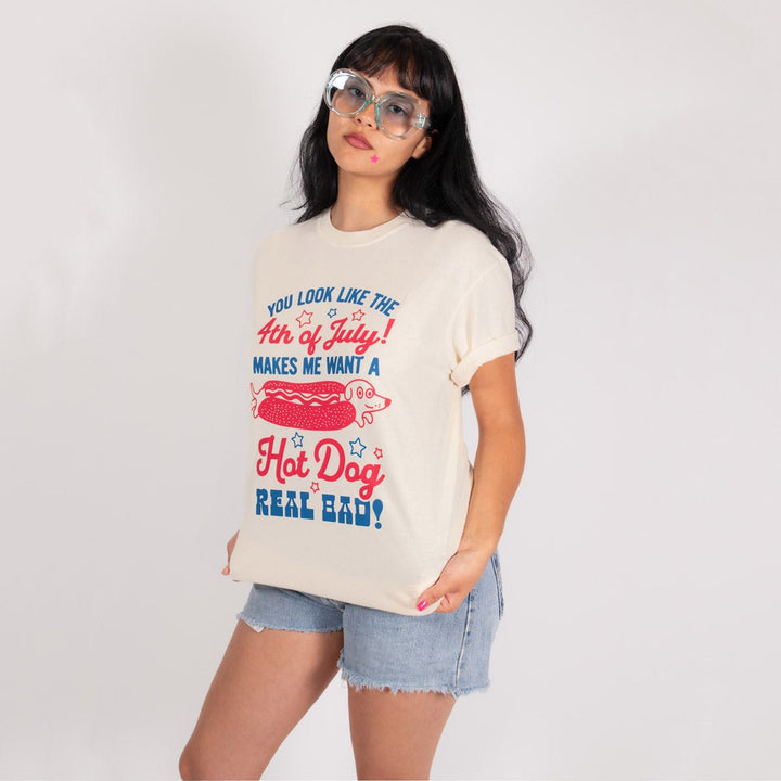 4th of July hot dog unisex tee | cream - bean goods