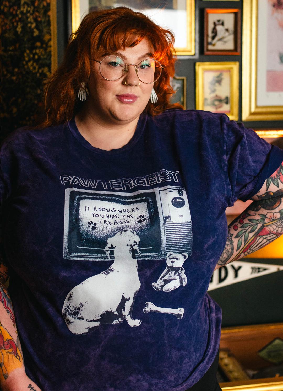 pawtergeist unisex tee | purple mineral wash