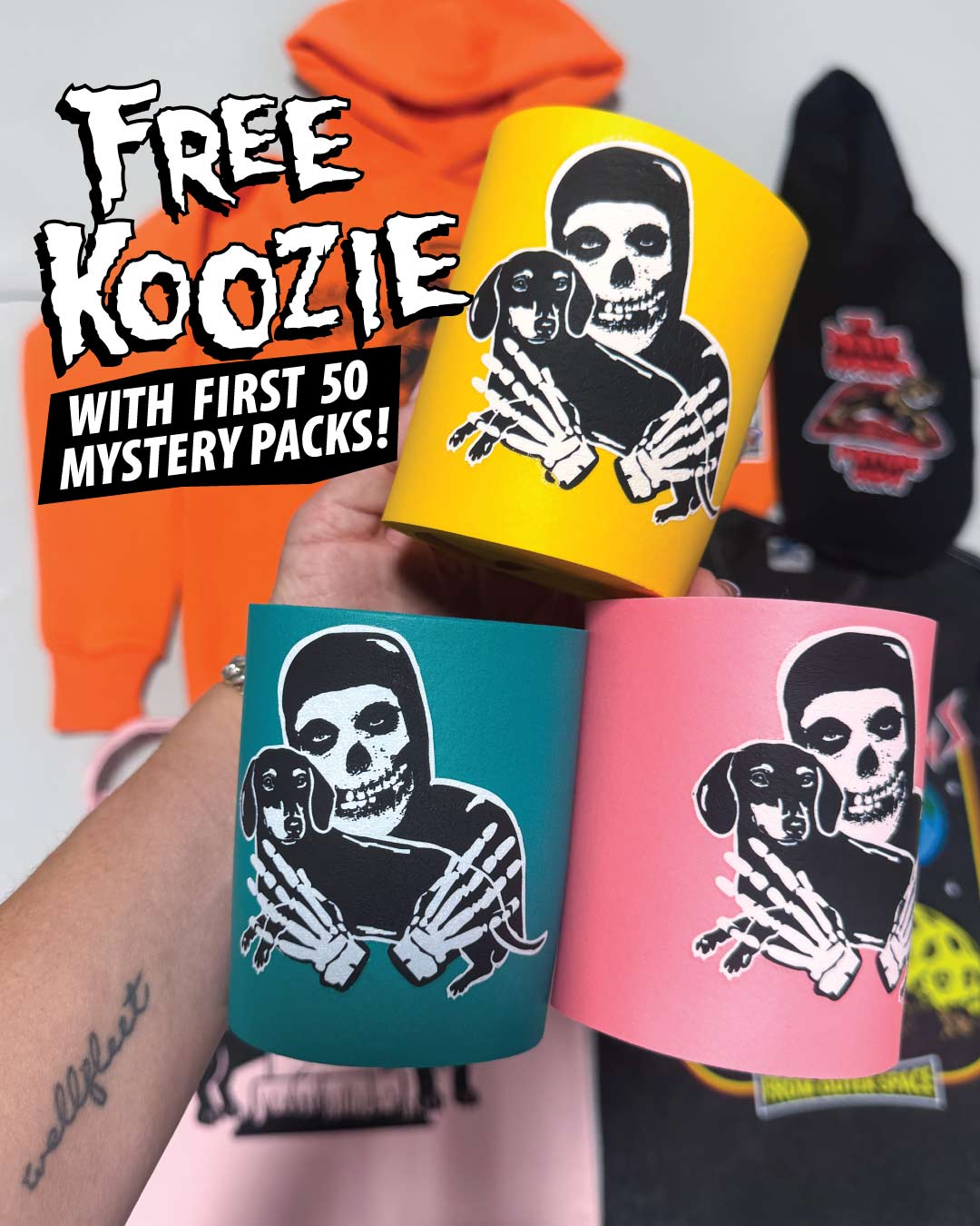free koozie with first 50 mystery packs!