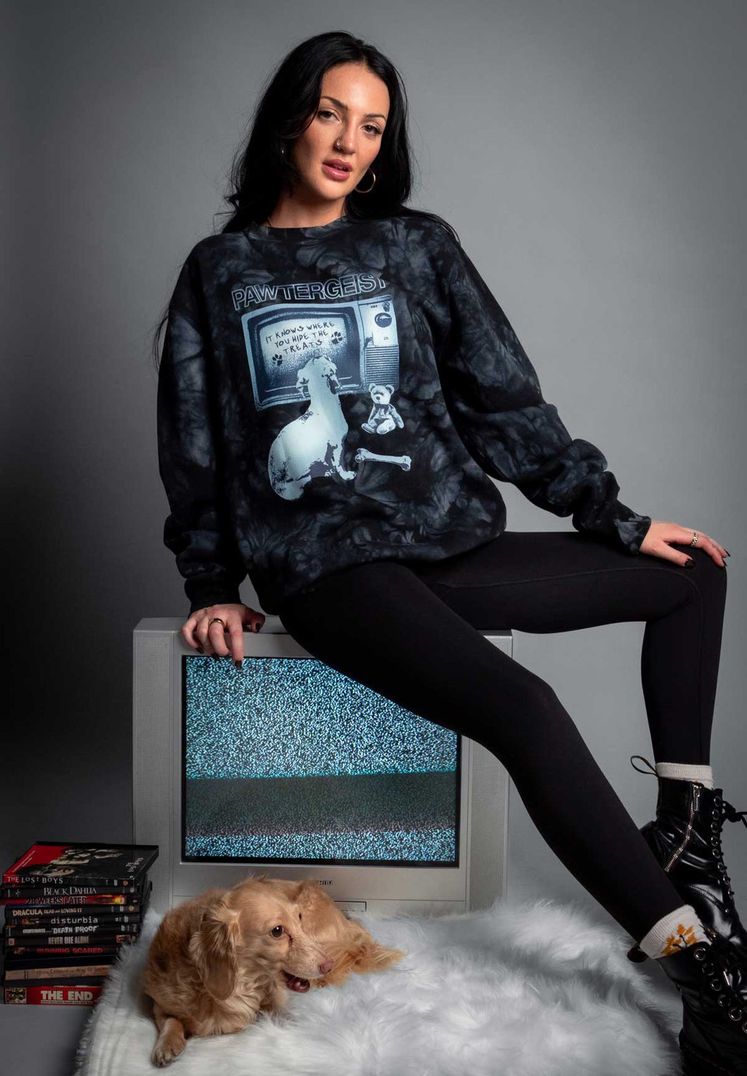 pawtergeist unisex crew sweatshirt | tie-dye