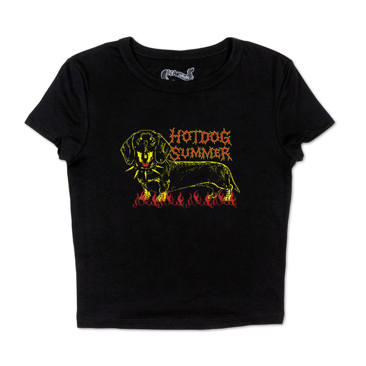 hot dog summer cropped baby tee