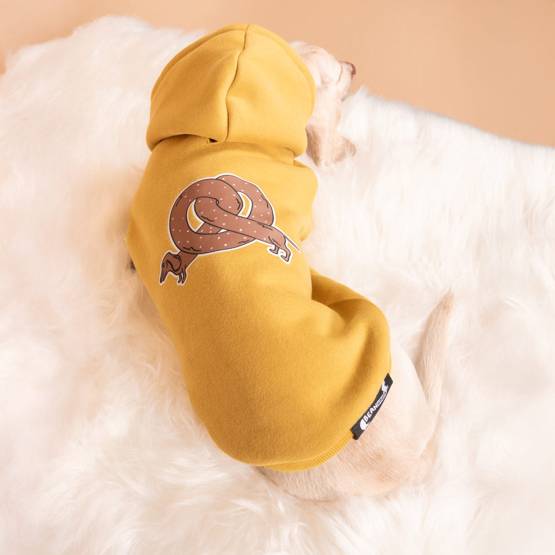 pretzel ween doxie hoodie | mustard