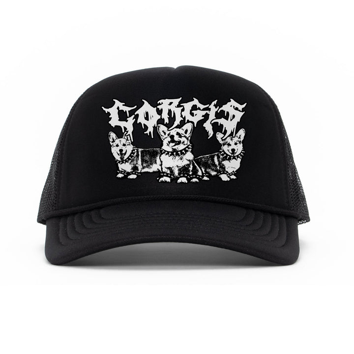 heavy metal hounds trucker hat | corgi