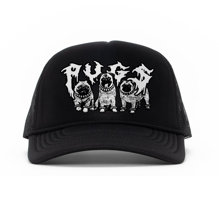 heavy metal hounds trucker hat | pug