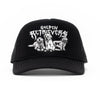 heavy metal hounds trucker hat | golden retriever