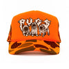 heavy metal hounds trucker hat | pug | orange camo