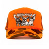 heavy metal hounds trucker hat | chihuahua | orange camo
