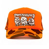 heavy metal hounds trucker hat | pomeranian | orange camo