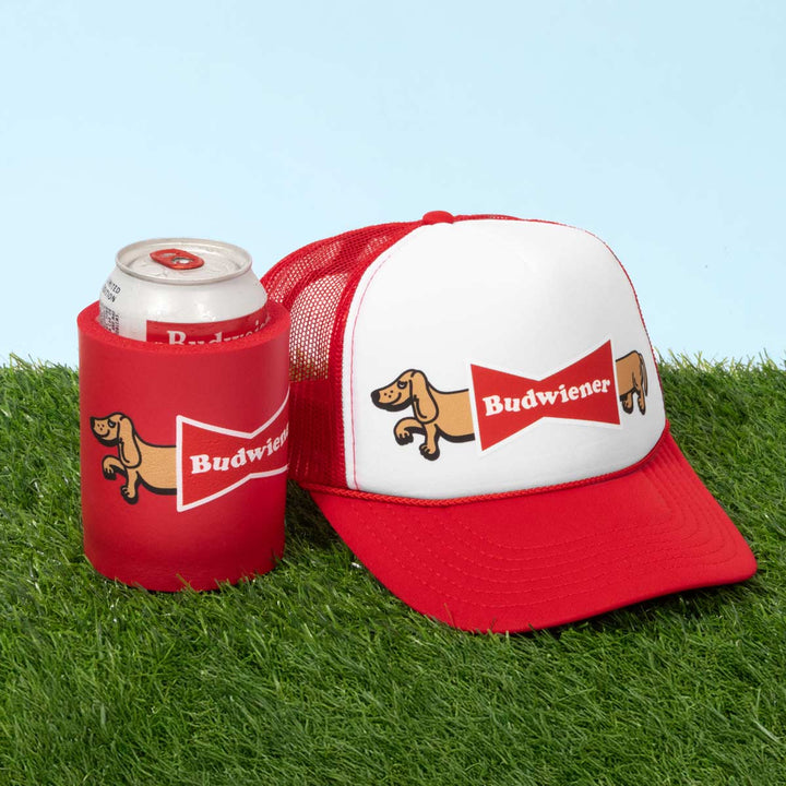 budwiener trucker hat & koozie bundle