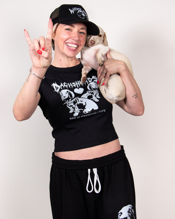 dachshunds are cute cropped baby tee