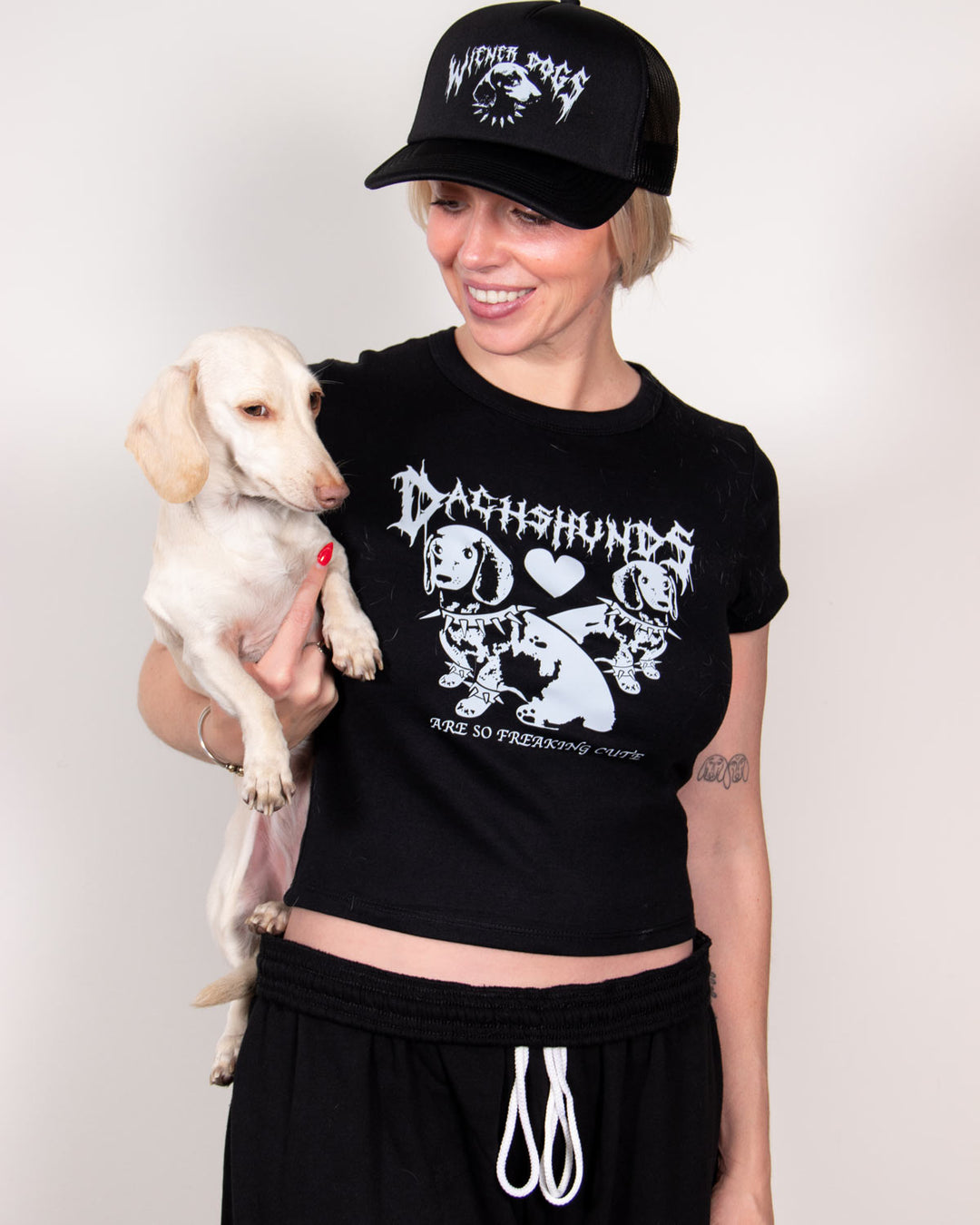 dachshunds are cute cropped baby tee