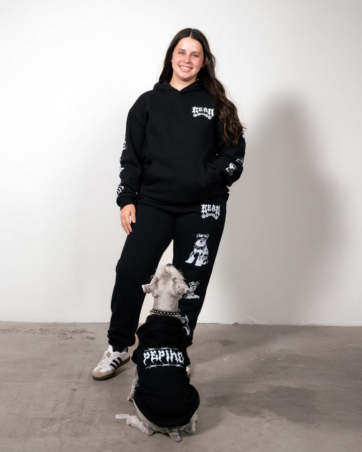 heavy metal hounds unisex hoodie | schnauzer