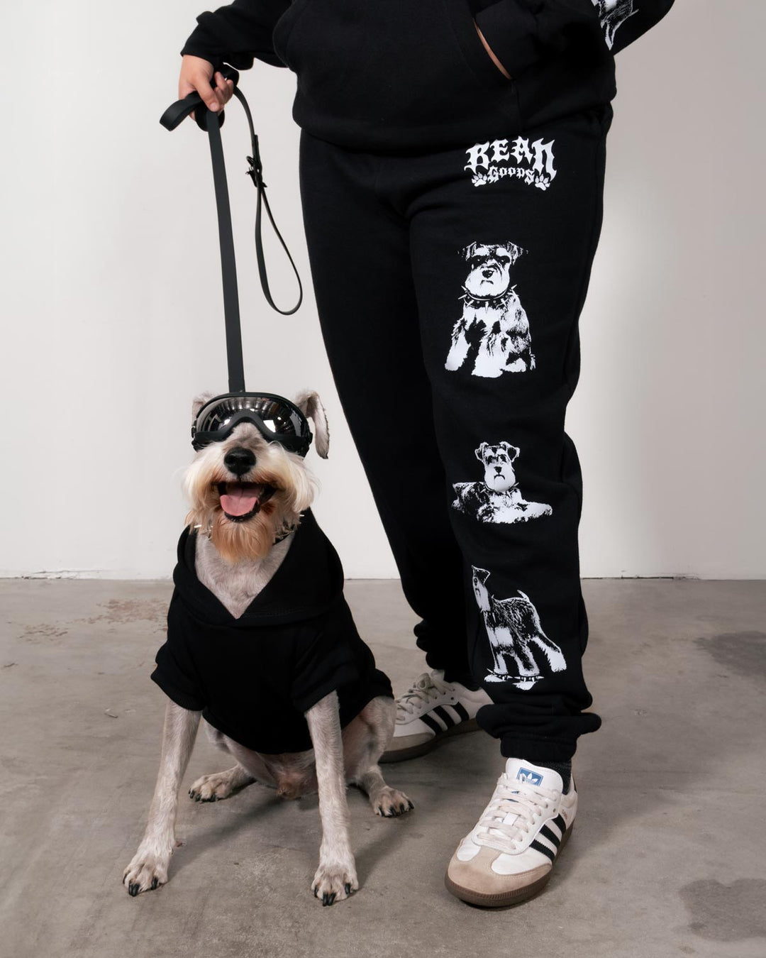 heavy metal hounds unisex scrunch sweatpants | schnauzer
