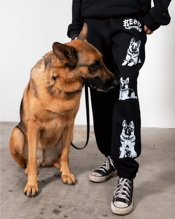 heavy metal hounds unisex scrunch sweatpants | german shepherd