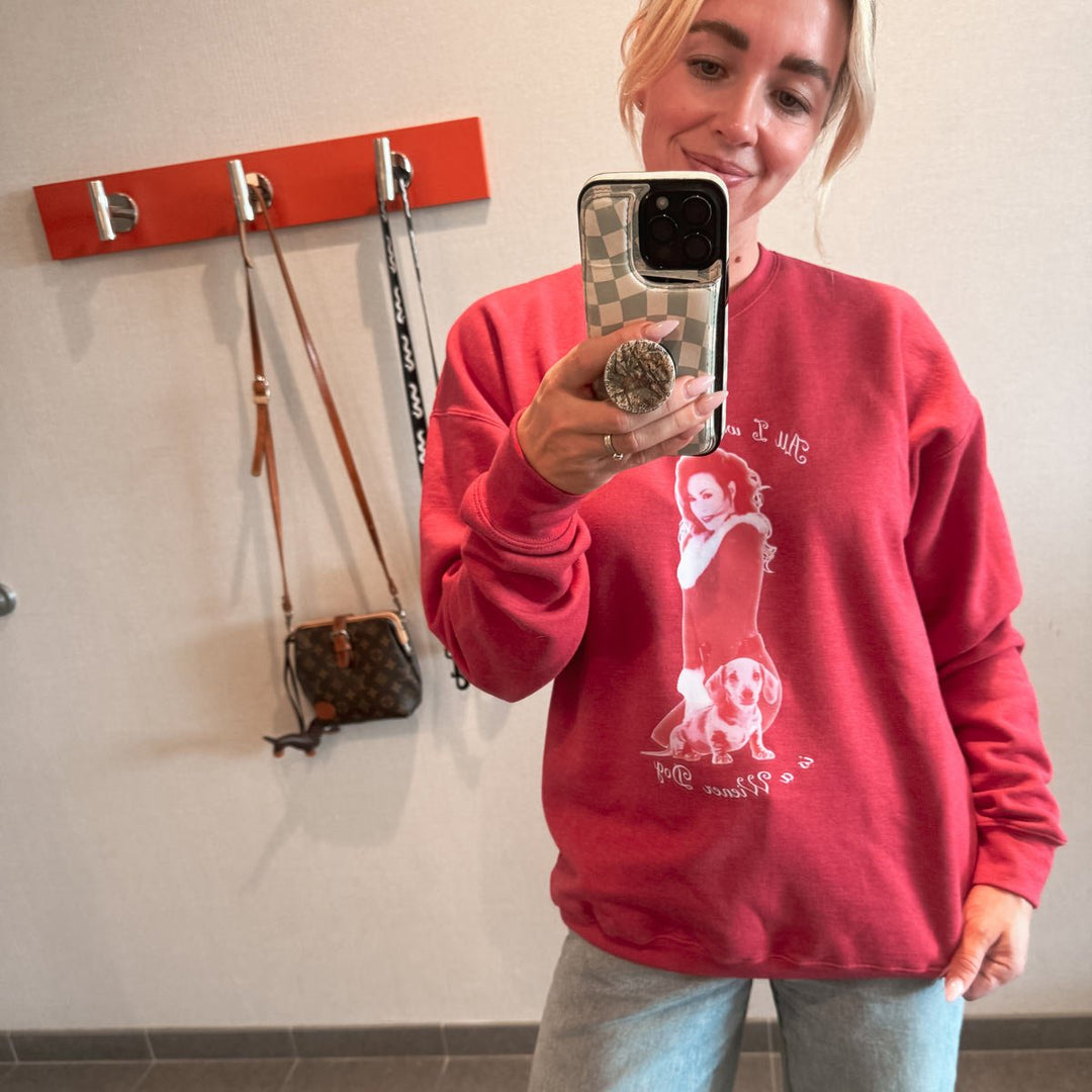 all i want for christmas unisex crew | cranberry - bean goods